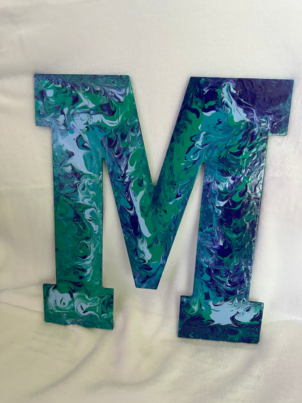 Letter M Acrylic Paint Pour