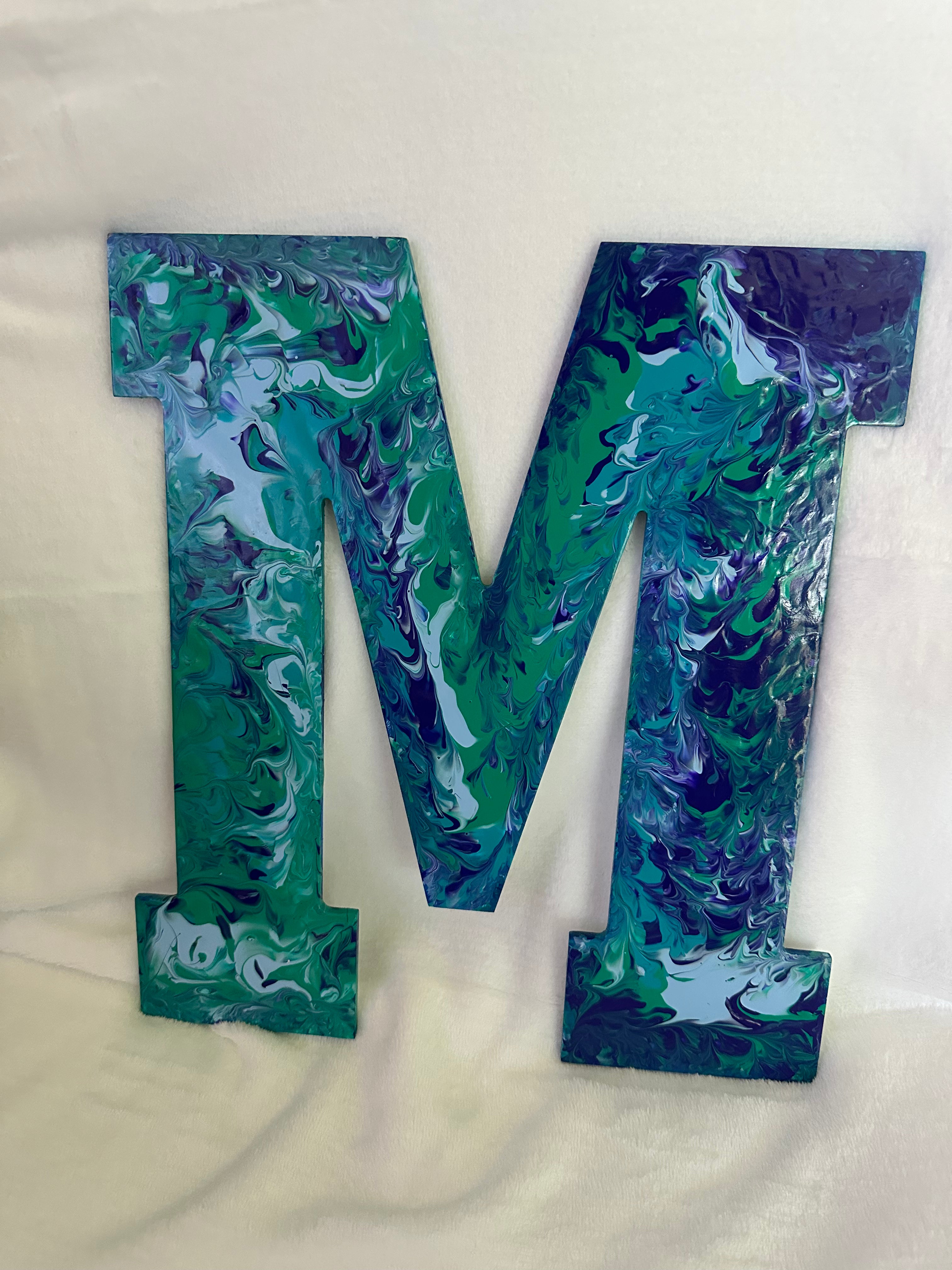 Letter M Acrylic Paint Pour